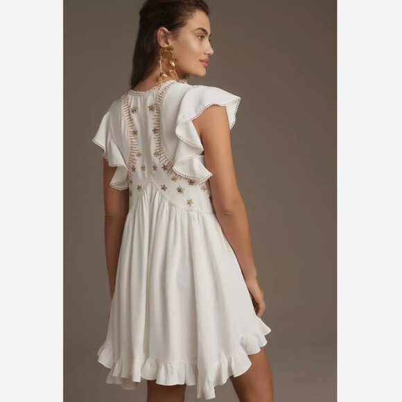 Brand New By Anthropologie V-Neck Sequin Deco Swing Dress - Picture 2 of 10